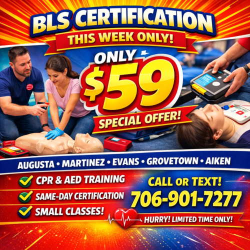 BLS Certification in Augusta – AHA CPR Classes Only $59 or 2 for $99 at Pulse CPR